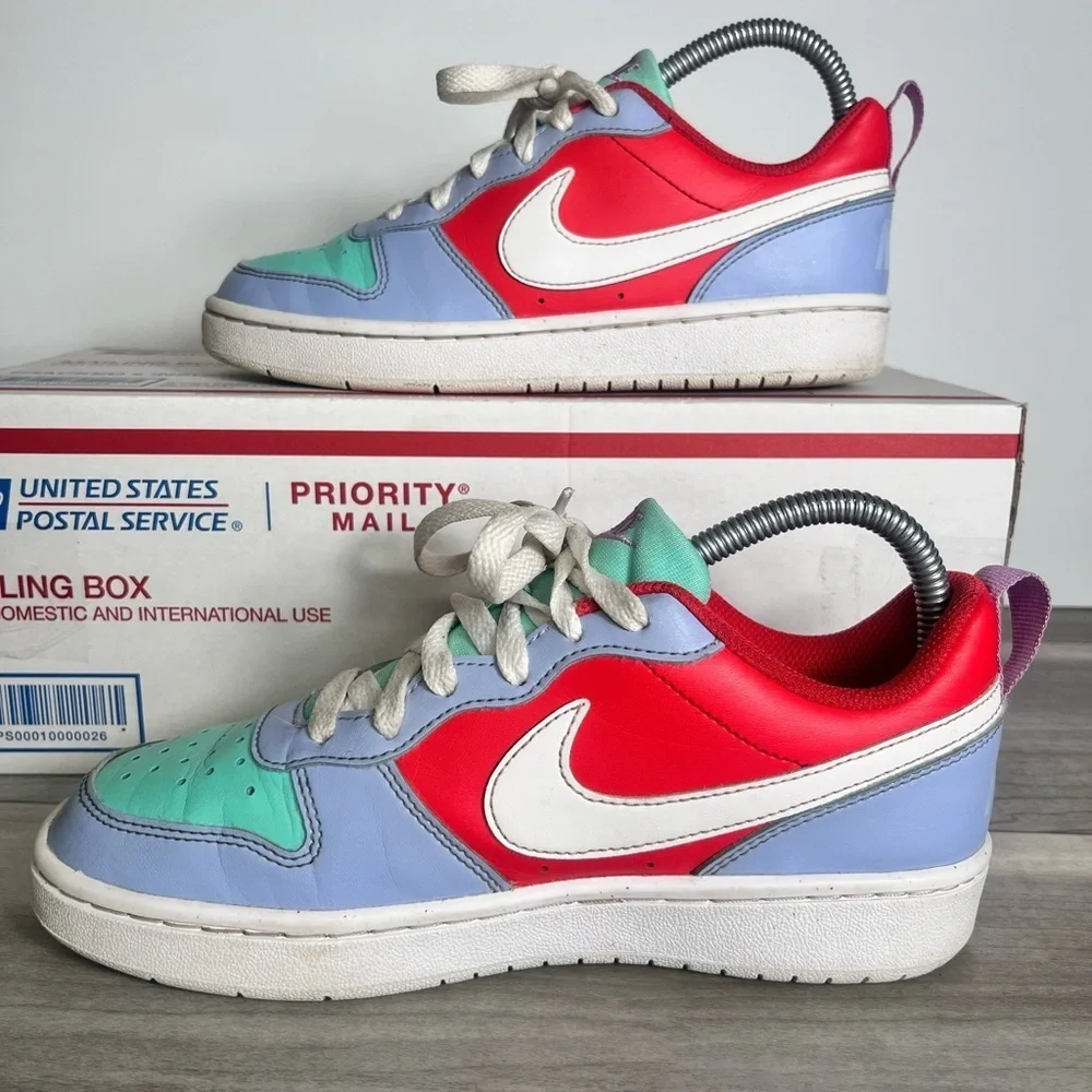 Nike Court Borough‎ Low Recraft Kids 4.5Y Cobalt Bliss Track Red Sneakers Cool